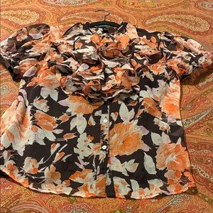 Ralph Lauren Black Label Floral Blouse - Orange and Black